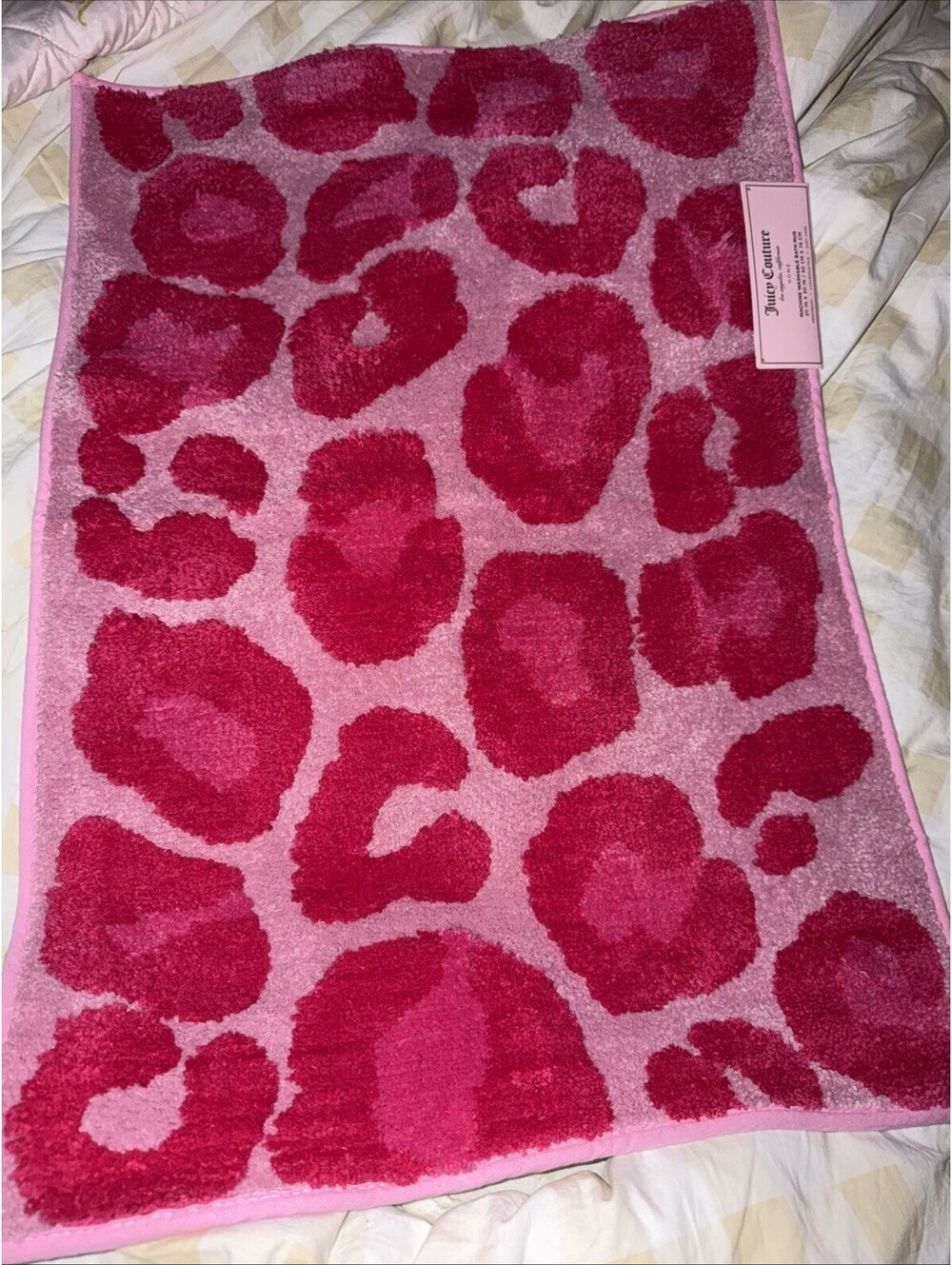 New juicy Couture Bath Rug Anti-Slip Bows Pink Cheetah 20 x 30”